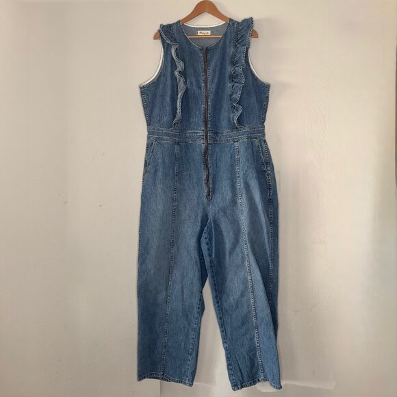Madewell Denim Ruffle-Sleeve Zip-Front Jumpsuit - Picture 2 of 7